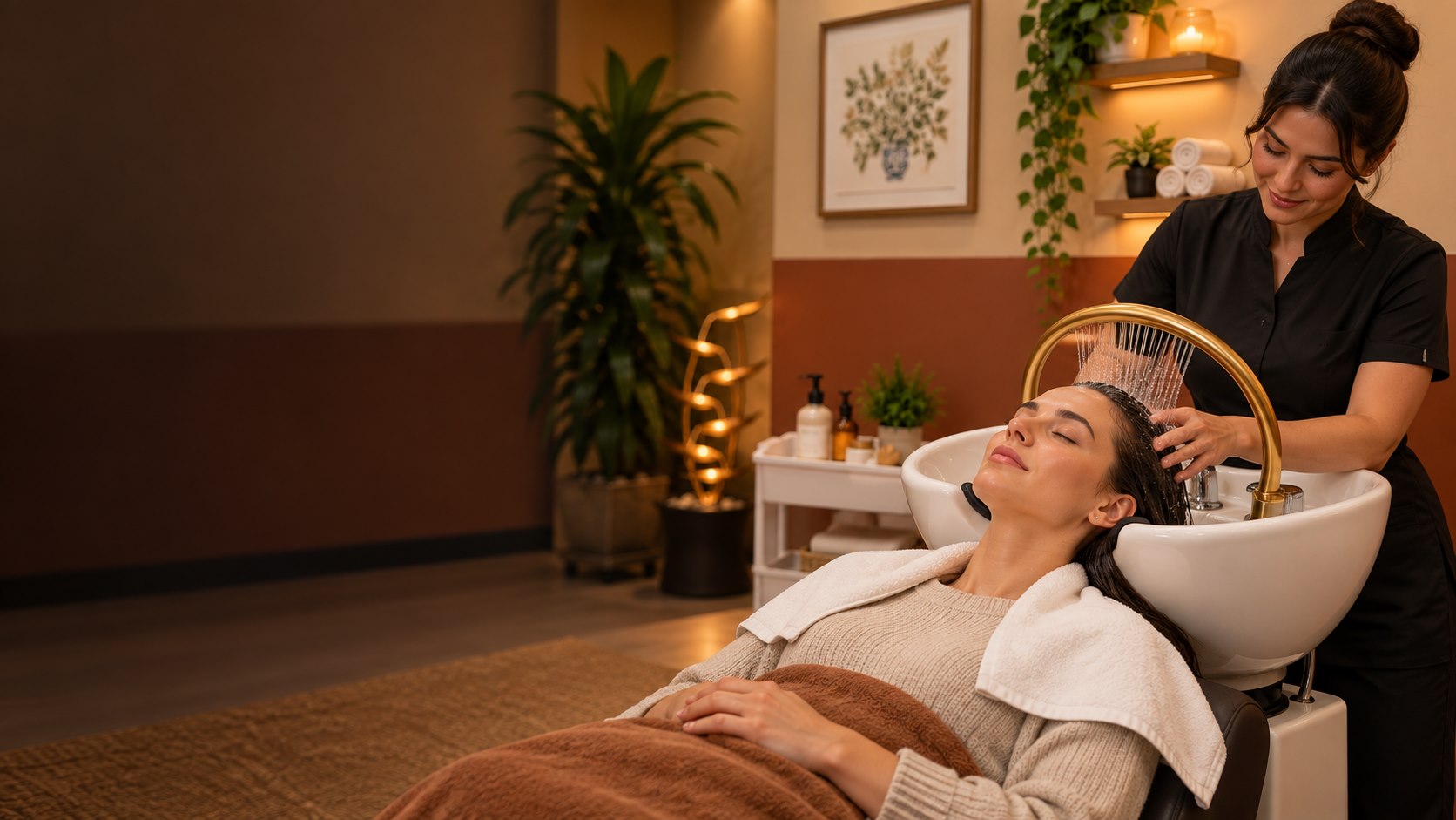 A relaxing head spa treatment at Stillwater Spa
