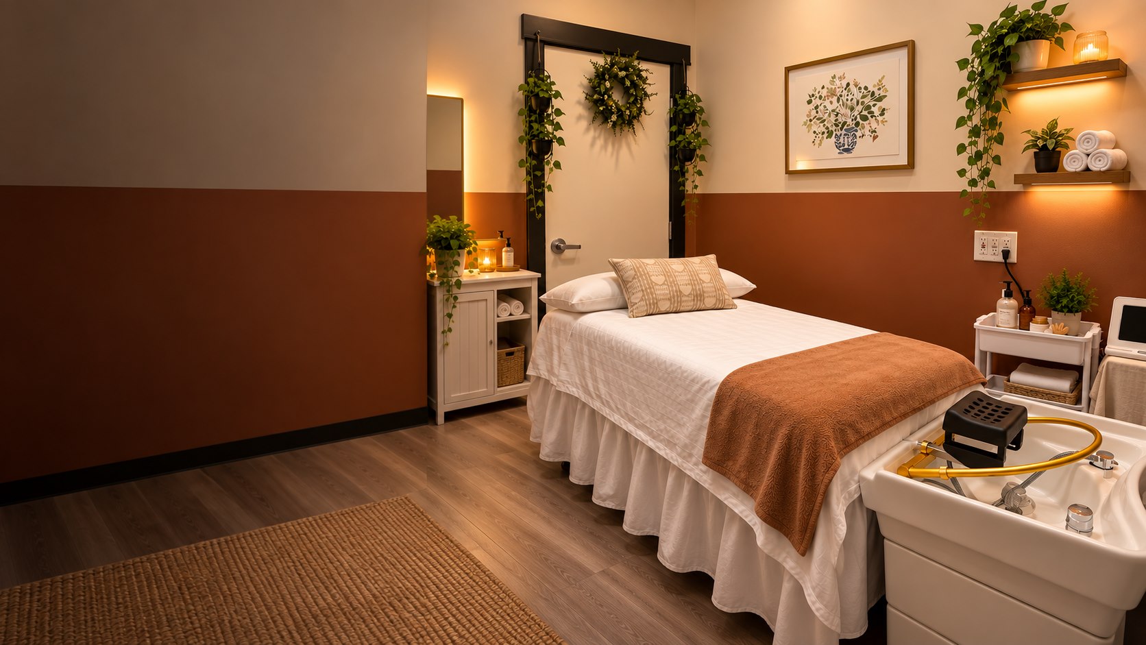 A welcoming treatment room at Stillwater Spa